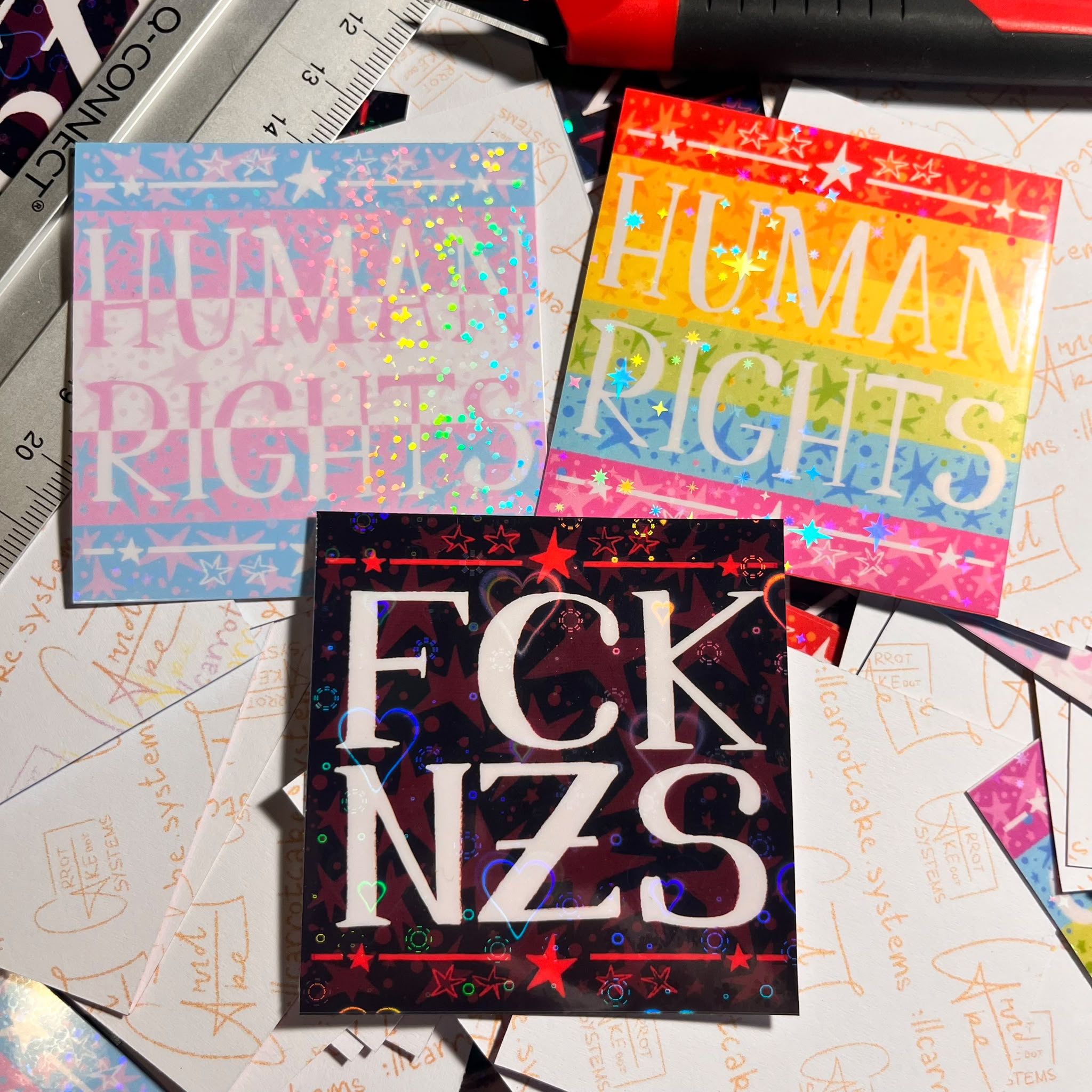 holo pride and fck nzs sticker